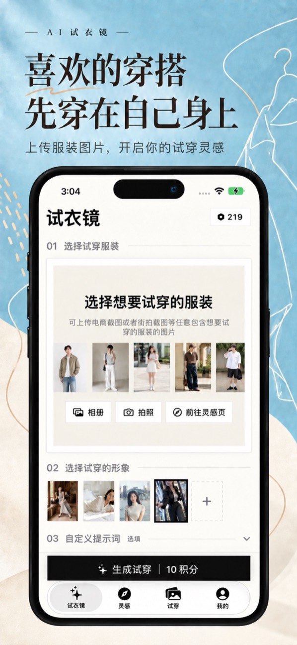 上传衣服一键试穿